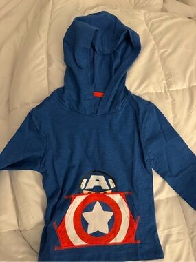 Kids Blue Captain Shield Hooded Tee